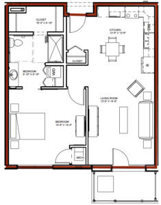 The Landings Independent Living, Batavia, IL, 1 Bedroom Floor Plan