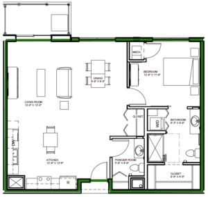 The Landings Independent Living, Batavia, IL, 1 Bedroom Floor Plan