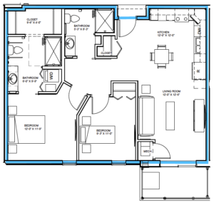 The Landings Independent Living, Batavia, IL, 2 Bedroom Floor Plan
