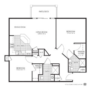Legacy Independent Living, Iowa City, IA, 2 Bed / 2 Bath Floor Plan - Deleware