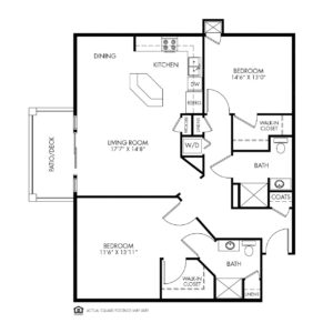 Silvercrest at Garner Independent Living, Davenport, IA, 2 Bedroom Floor Plan - Kingston