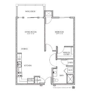 Whispering Creek Independent Living,Sioux City, IA, 1 Bedroom Floor Plan - Hayward