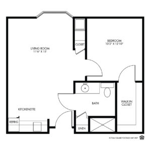 Woodlands Creek Assisted Living, Clive, IA, 1 Bed Room Floor Plan - Willow II