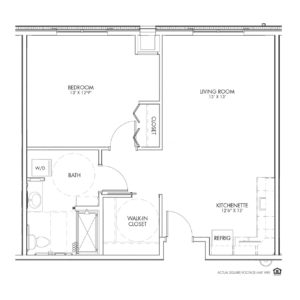 Overlook Village Assisted Living, Moline, IL, 1 Bedroom Floor Plan - Wharton (ADA)