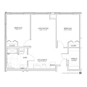 Overlook Village Assisted Living, Moline, IL, 2 Bedroom Floor Plan - Peterson South (ADA)
