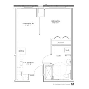 Overlook Village Assisted Living, Moline, IL, Studio Floor Plan - McCandless (ADA)